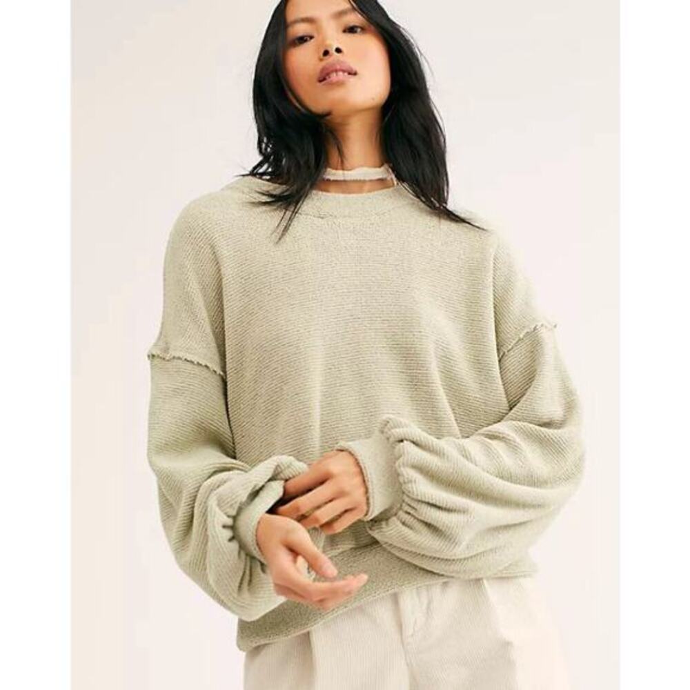 Free People beachโ sage green crewneck